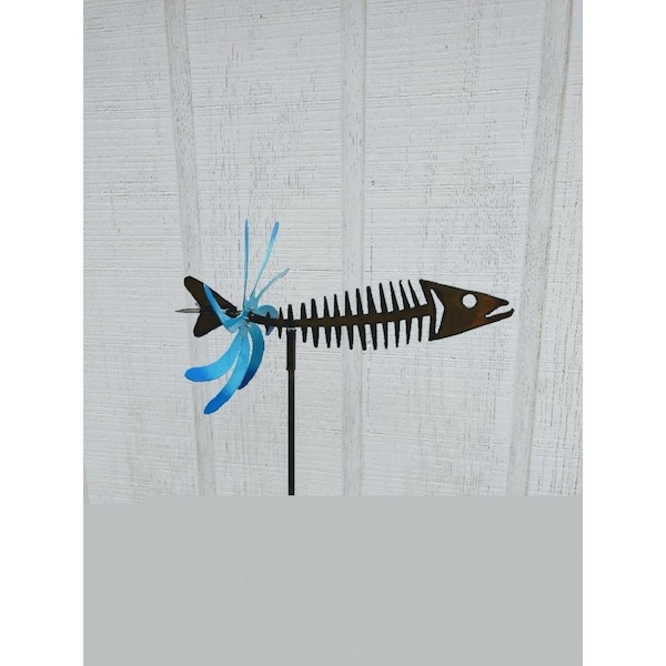 Invernadero Metal Kinetic Yard Art Fish Spinner Double Motion IN1814850 - main